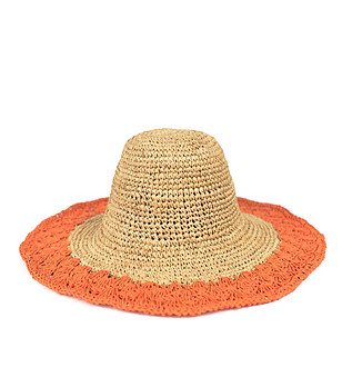 Дамска шапка в бежово и оранжево Ambra снимка