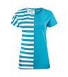 Памучна дамска тениска в синьо и бяло Hooteda-0 снимка