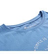 Дамска памучна тениска в син нюанс с лого Allona-3 снимка