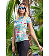 Дамска многоцветна блуза с ефектен принт-2 снимка