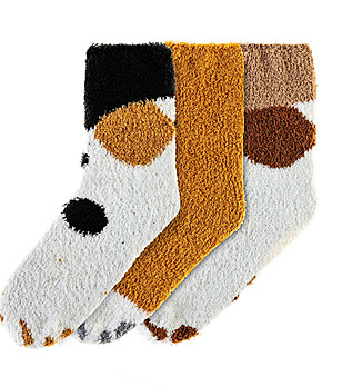 Комплект от 3 чифта дамски памучни пухкави чорапи Melina снимка