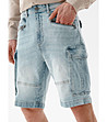 Светлосини мъжки памучни къси дънкови панталони Abner-4 снимка