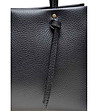 Малка черна дамска чанта от естествена кожа Lavoni-3 снимка