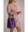 Ефектна кожена дамска чанта в лилав цвят Caryn-4 снимка