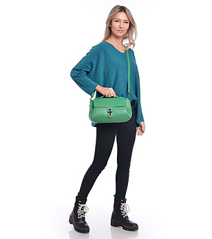 Зелена дамска кожена чанта Asani снимка