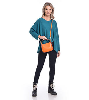 Оранжева дамска чанта от естествена кожа Keila снимка