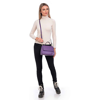 Дамска лилава дамска кожена чанта Carlie снимка