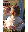 Детска памучна рокля в цвят пудра Inna-1 снимка