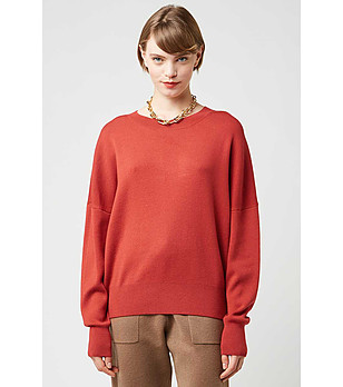 Дамски пуловер в нюанс на рустик червено снимка