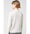 Дамски пуловер в цвят екрю с висока яка-1 снимка