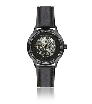 Черен мъжки часовник скелетон Finley снимка