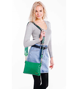 Зелена дамска чанта от естествена кожа Enia снимка