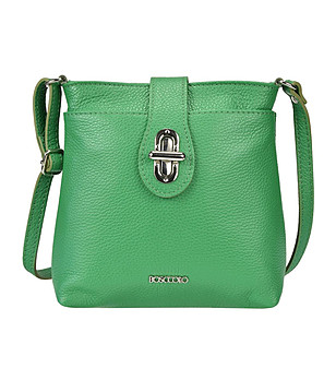 Зелена дамска чанта за рамо от естествена кожа Tanita снимка