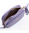 Лилава дамска кожена чанта през рамо Alene-3 снимка