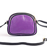 Малка дамска кожена чанта в лилаво и черно Bianca-2 снимка