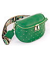 Зелена дамска чанта със златисти капси Sita-3 снимка