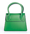 Малка дамска зелена трапецовидна чанта от естествена кожа Rene-1 снимка