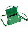 Малка дамска зелена трапецовидна чанта от естествена кожа Rene-3 снимка