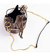 Дамска кожена чанта с кроко релеф  в цвят таупе Tanita-3 снимка