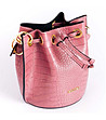 Розова дамска кожена чанта с кроко релеф Tanita-2 снимка