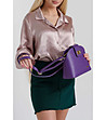 Дамска кожена лилава чанта Ilana-0 снимка