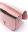 Розова дамска кожена чанта с кроко релеф Valerie-4 снимка