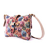 Многоцветна дамска кожена чанта с флорални мотиви Mariela-3 снимка