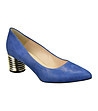 Сини дамски обувки със златист ток Fiona-1 снимка