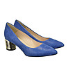 Сини дамски обувки със златист ток Fiona-2 снимка