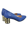 Сини дамски обувки със златист ток Fiona-3 снимка