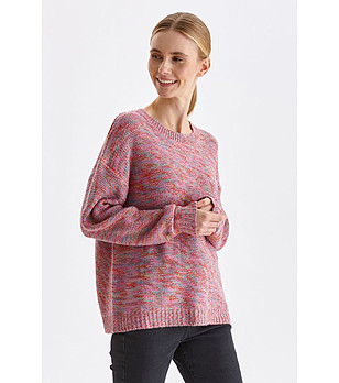 Дамски пуловер в меланж на розово и синьо Netty снимка
