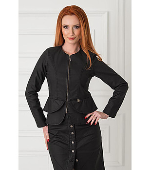 Черно дамско сако с пеплум снимка