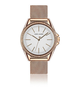 Розовозлатист дамски часовник с бял циферблат Malaga снимка