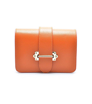 Малка кожена дамска чанта в оранжев нюанс Rina снимка