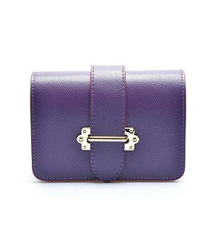 Малка кожена дамска чанта в лилаво Rina снимка