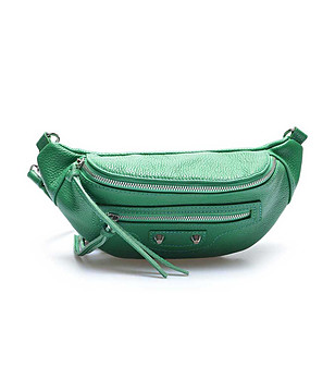 Зелена дамска crossbody чанта от естествена кожа Kiki снимка