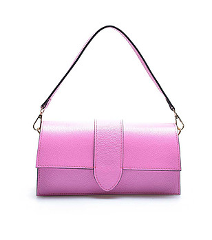 Дамска кожена чанта в розово Bina снимка