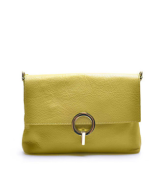 Зелена дамска чанта от естествена кожа Nona снимка