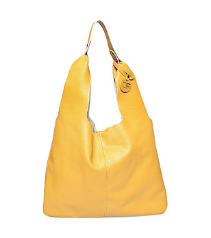 Дамска кожена чанта в цвят горчица Ivena снимка