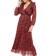 Черна рокля с флорален принт в червено Ilonda-3 снимка
