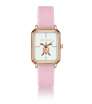 Дамски часовник с розова каишка и розовозлатист корпус Judith снимка
