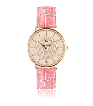 Дамски часовник с розовозлатист корпус и релефна каишка Llily снимка