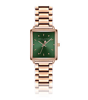 Розовозлатист дамски часовник със зелен циферблат Fiona снимка