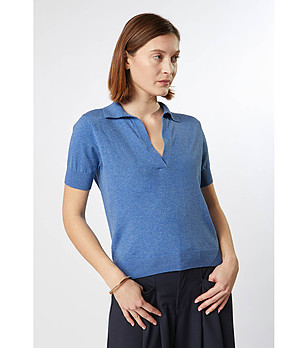 Синя памучна дамска блуза Gizela снимка