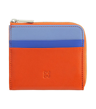 Кожен портфейл в оранжево и синьо Lombok снимка