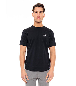 Мъжка памучна тениска в черен цвят Lark снимка