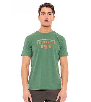 Зелена памучна мъжка тениска с надпис в предната част Felix снимка