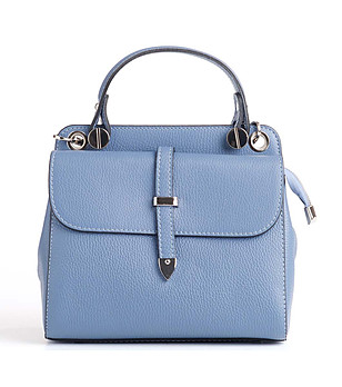 Дамска чанта в син нюанс от естествена кожа с къса дръжка Jelly снимка