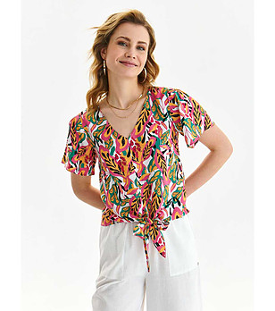 Многоцветна дамска блуза с връзка на талия Natoli снимка