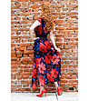 Многоцветна рокля от френски дизайнерски шифон с подплата-1 снимка